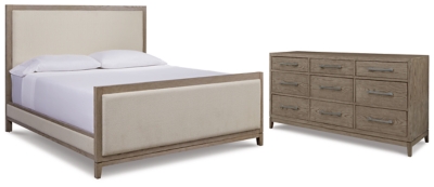 Chrestner King Upholstered Panel Bed With Dresser | Ashley