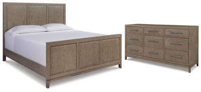 Chrestner Queen Panel Bed with Dresser, Gray