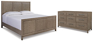Chrestner California King Panel Bed with Dresser, Gray, large