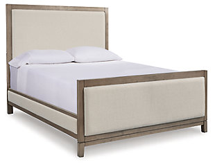 Chrestner Queen Upholstered Panel Bed, Gray, large