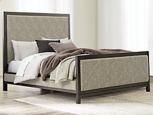Burkhaus Queen Upholstered Bed, Brown, rollover