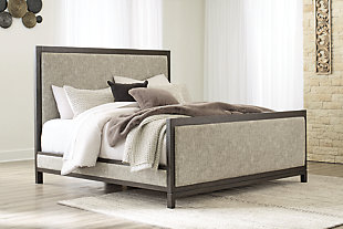 Burkhaus California King Upholstered Bed, Brown, rollover