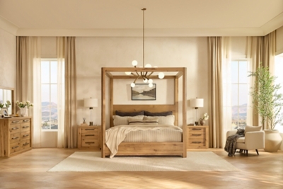 Bedroom featuring Bracken bed, nightstands and dresser