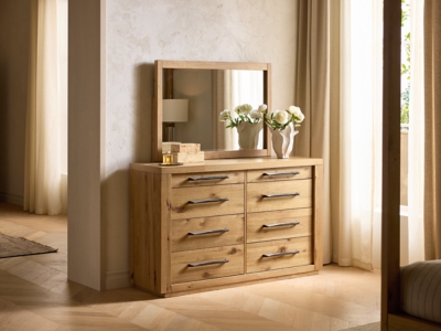 Bracken dresser with mirror in a bedroom setting