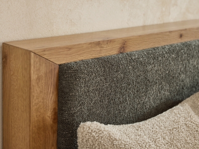 Bracken Upholstered Panel Bed, Light Brown, large