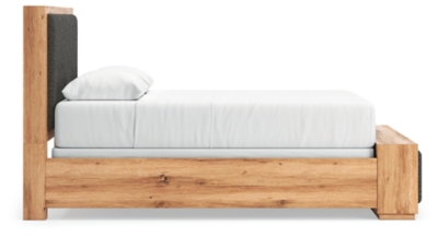 Bracken Upholstered Panel Bed, Light Brown, large