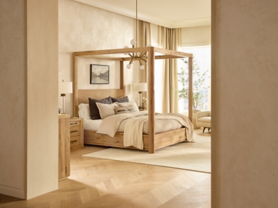 Bracken Canopy Bed, Light Brown, large