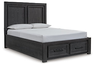 Foyland Queen Panel Storage Bed, Black/Brown, large