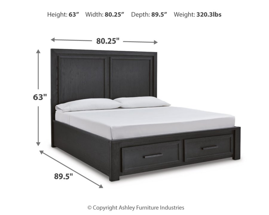 Cama con paneles y almacenaje tamaño Cal King, cómoda, espejo, arcón y mesita de noche Foyland - image 18