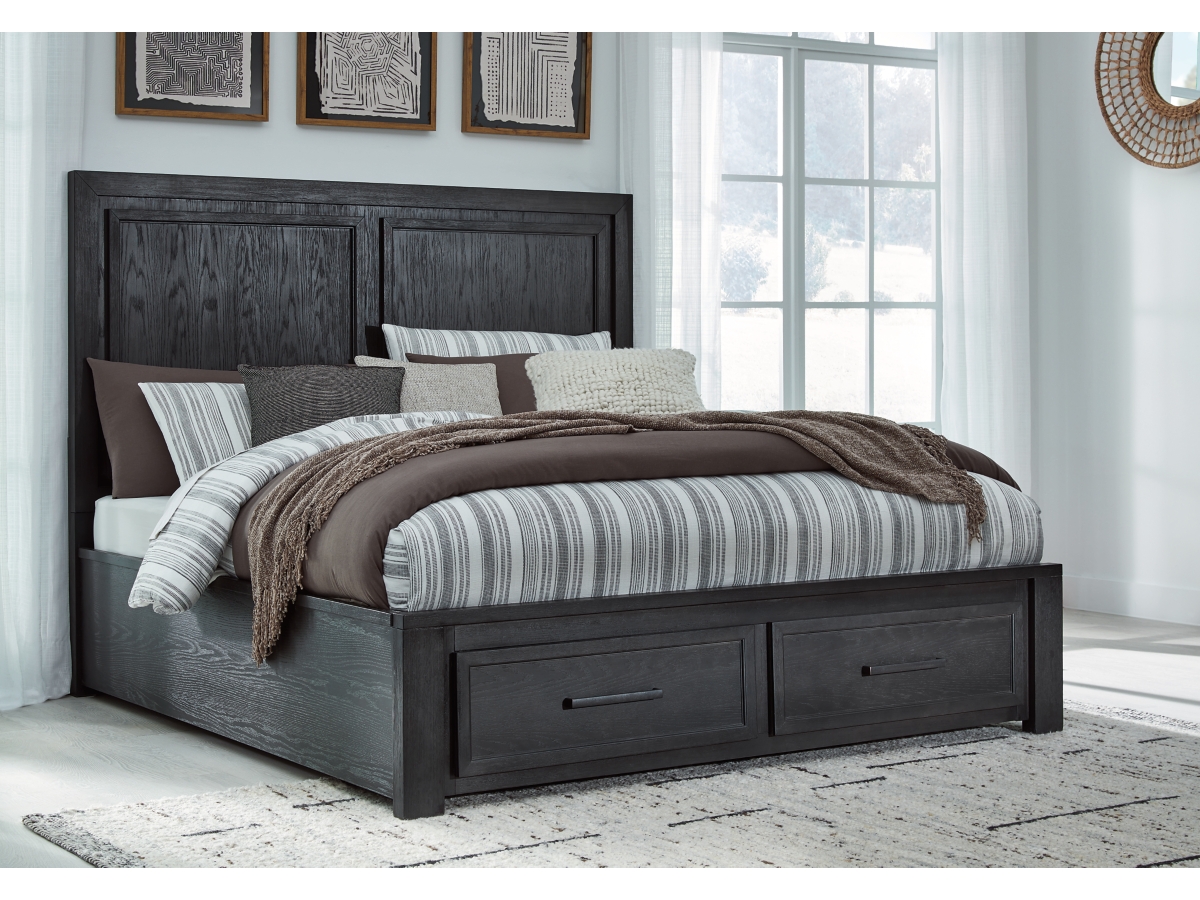 Foyland King Panel Bed - Black/Brown Foyland King Panel Bed - Black/Brown
