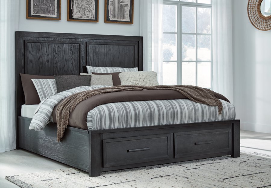 Cama con paneles y almacenaje tamaño Cal King, cómoda, espejo, arcón y mesita de noche Foyland - image 26