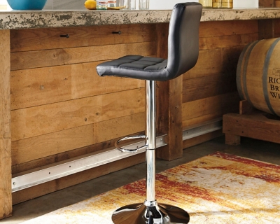 Signature Design by Ashley Adjustable Height Tall Swivel Bar Stool in Black  - Nebraska Furniture Mart