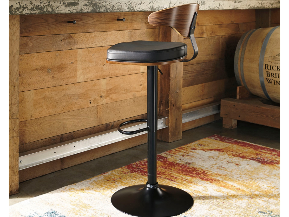 Signature Design by Ashley Bellatier Adjustable Height Bar Stool with Contoured Back