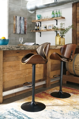 Bellatier Adjustable Height Bar Stool with Contoured Back and Seat