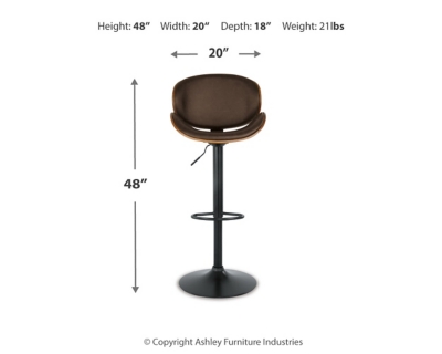 Bellatier Adjustable Height Bar Stool, Brown, large