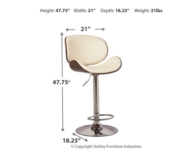 Bellatier Adjustable Height Bar Stool, Bone, large