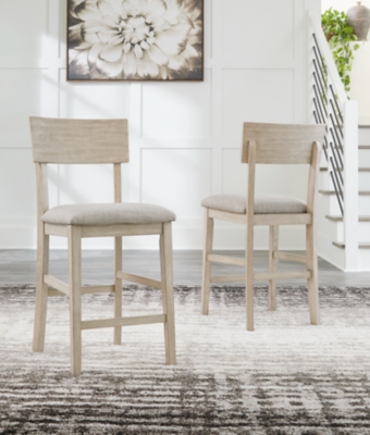 Counter Stool Natural White Set of 2, Furniture