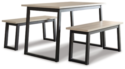 Waylowe Dining Table and Benches (Set of 3), , large