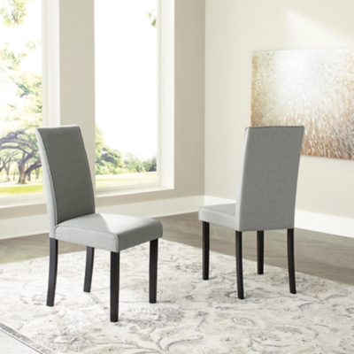 Grey material discount dining room chairs