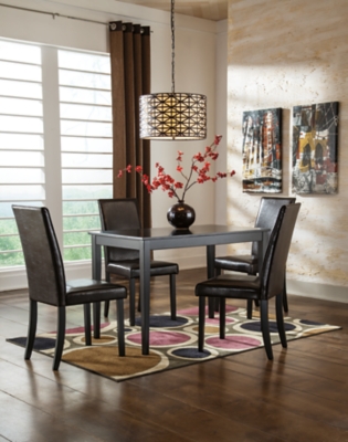 Kimonte Dining Table and 4 Chairs, Dark Brown, large