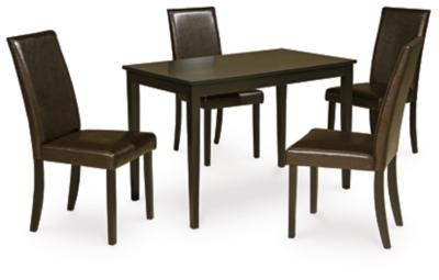 Kimonte Dining Table and 4 Chairs, Dark Brown, large