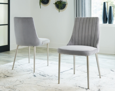 Barchoni Dining Chair with Velvet Upholstery (Set of 2), Gray