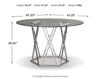 Madanere Dining Table and 4 Chairs, White/Chrome Finish, large