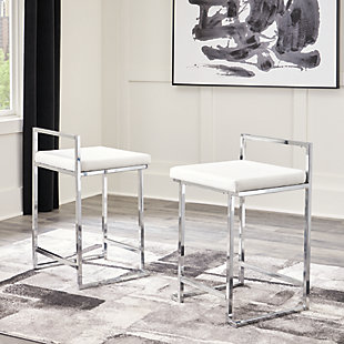 Madanere Counter Height Bar Stool, White/Chrome Finish, rollover