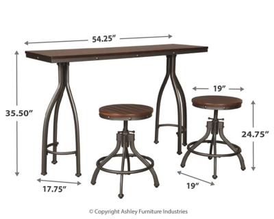 Odium Counter Height Dining Table and Bar Stools (Set of 3), , large