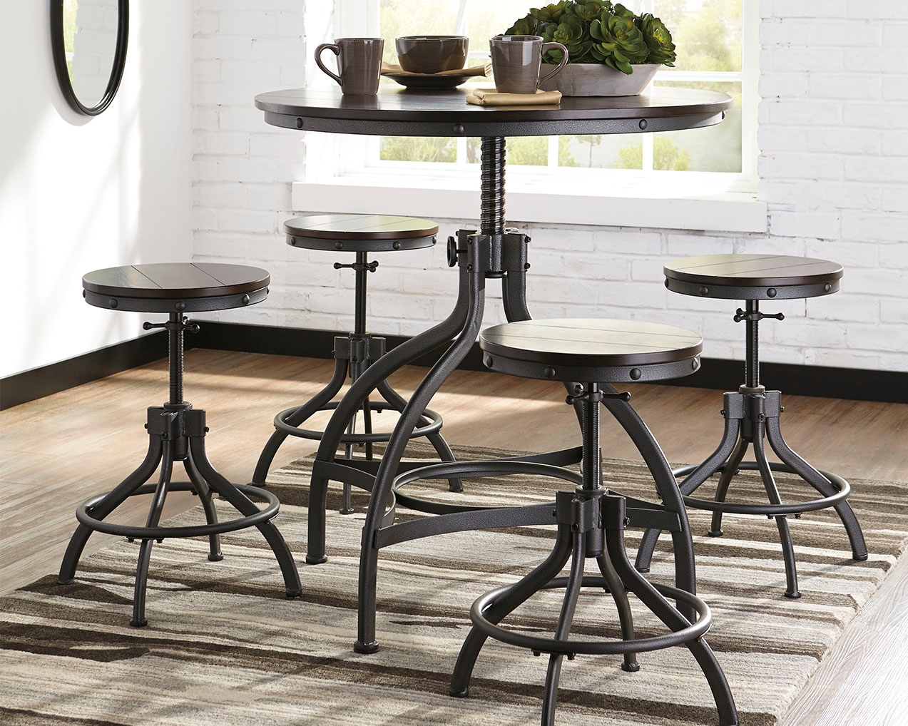 Odium Counter Height Dining Table and Bar Stools Set of 5