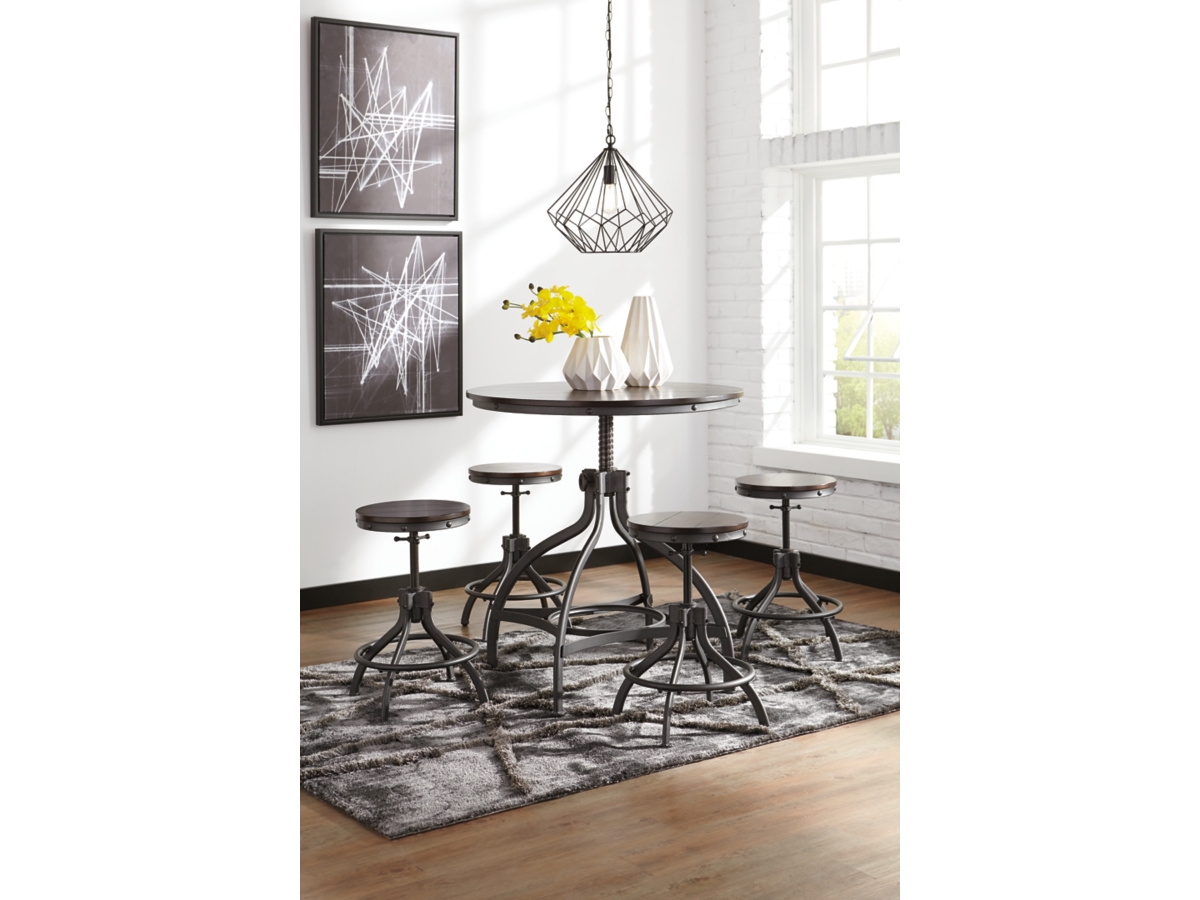 Odium Counter Height Dining Table and 4 Bar Stools Set Ashley