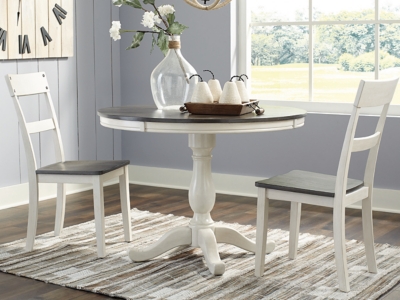 Nelling Round Dining Table with Pedestal Base, Two-tone, Wood