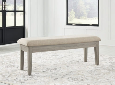 Parellen 48 Upholstered Dining Bench with Storage, Beige/Gray