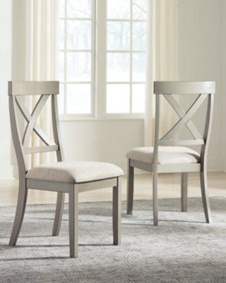 Parellen Dining Chair with X Back (Set of 2), Gray