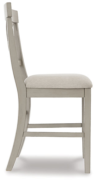 Bring a relaxed yet refined sense of good taste to a space with the Parellen bar stool. Clean-lined frame sports a gray finish that’s so easy on the eyes. Covered in a complementary textured beige fabric, the stool’s cushioned upholstered seat goes easy on the body. And with classic X-back styling, this stool is an inspired choice for modern farmhouse living.Made of wood | Light beige polyester upholstery and gray finish | X-back design with tapered legs | Assembly required | Estimated Assembly Time: 30 Minutes