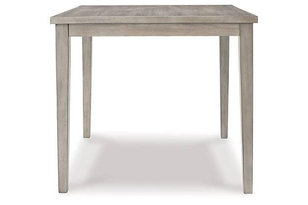 Bring a relaxed yet refined sense of good taste to a space with the Parellen counter-height dining table. Clean-lined frame sports a gray finish that’s so easy on the eyes. Topped by a durable melamine surface, this table’s an easy-living alternative to traditional wood tables. And with the look of reclaimed barn wood, this table is an inspired choice for modern farmhouse living.Made of engineered wood | Tabletop made of melamine with a replicated barn wood effect | Counter height table with tapered legs and a gray finish | Assembly required | Estimated Assembly Time: 15 Minutes