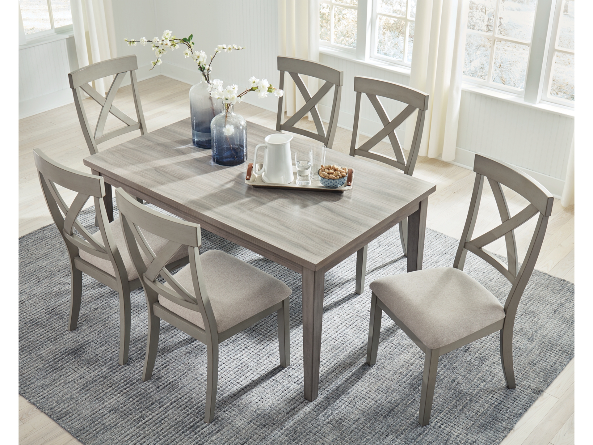 Parellen Dining Table and 6 Chairs Grey 