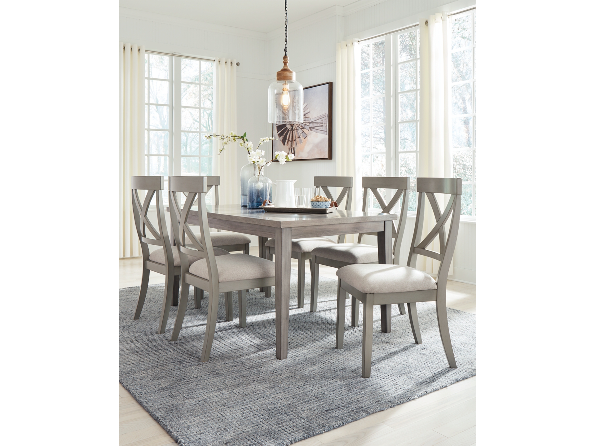 Image 4 of Parellen Dining Table and 6 Chairs Grey 