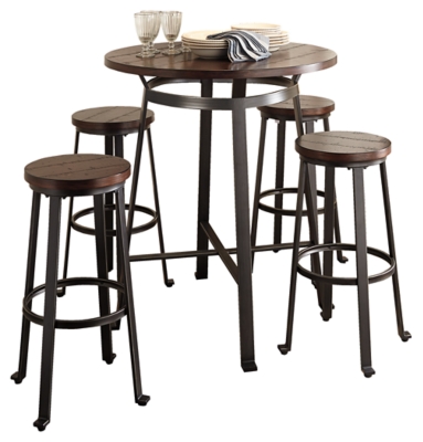 Challiman Dining Table And 4 Chairs Set, Ashley Furniture Signature Design Challiman Bar Stools