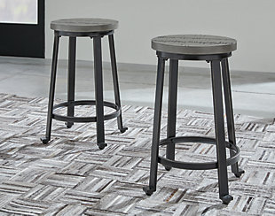 Challiman Counter Height Stool, Antique Gray, rollover