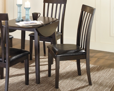 Hammis Rake Back Dining Side Chair (Set of 2) Leather, Dark Brown