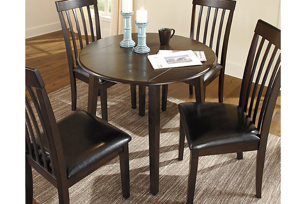 Ashley Furniture Hammis Round Drop Leaf Dining Table in Dark Brown 