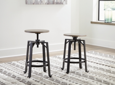 Lesterton Backless Counter Height Stool (Set of 2), Light Brown/Black