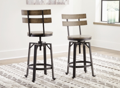 Lesterton Ladderback Counter Height Bar Stool (Set of 2), Light Brown/Black