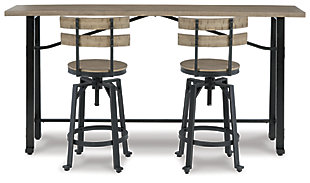 Lesterton Counter Height Dining Table and 2 Barstools, Light Brown/Black, large