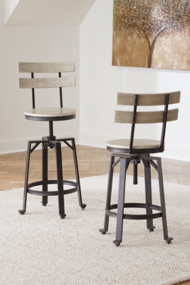 Karisslyn Ladderback Counter Height Bar Stool (Set of 2), Whitewash/Black