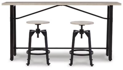 Karisslyn Counter Height Dining Table and 2 Barstools, Whitewash/Black, large