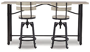 Karisslyn Counter Height Dining Table and 2 Barstools, Whitewash/Black, large