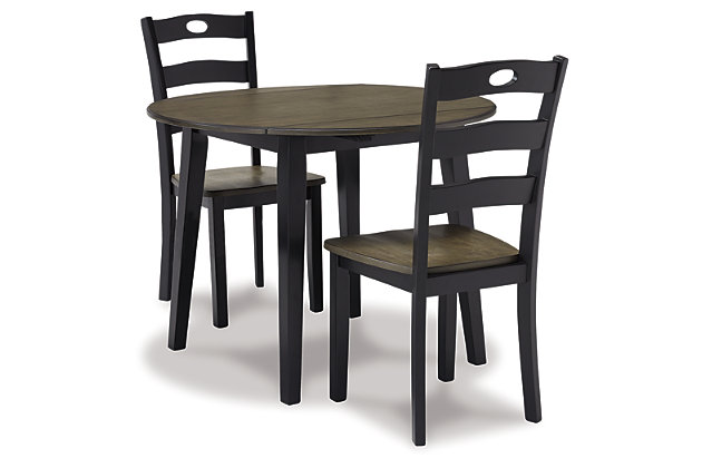 Froshburg Dining Table And 2 Chairs Set, Round Dining Room Table And 2 Chairs