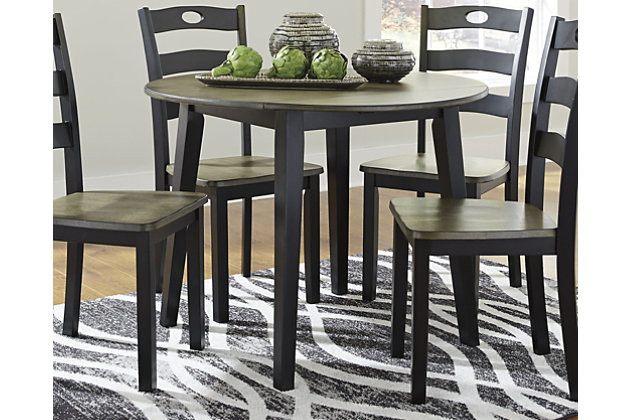 Froshburg Dining Drop Leaf Extendable, Round Drop Leaf Dining Table And Chairs